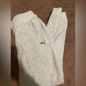 Puma Light Gray Kids Joggers with Black Logo